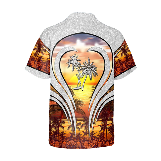 Sunset Beach Coconut Tree Skull Hawaiian Shirt, Hawaiian Button Up Shirt, Tropical Shirts For Men Moonbestprint