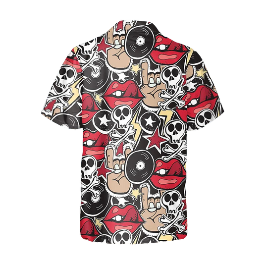 Vintage Skull Icon Hawaiian Shirt, Hawaiian Button Up Shirt, Aloha Shirts Moonbestprint