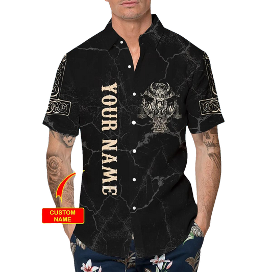 Viking Son Of Odin Till Valhalla Custom Hawaiian Shirt, Hawaiian Button Up Shirt, Aloha Shirts Moonbestprint