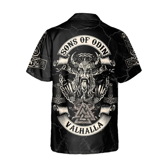 Viking Son Of Odin Till Valhalla Custom Hawaiian Shirt, Hawaiian Button Up Shirt, Aloha Shirts Moonbestprint