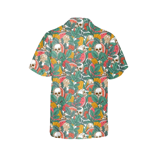 Watermelon Skull Hawaiian Shirt, Hawaiian Button Up Shirt, Aloha Shirts Moonbestprint