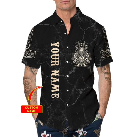 Son Of Odin Till Valhalla Viking Custom Hawaiian Shirt, Hawaiian Button Up Shirt, Aloha Shirts Moonbestprint