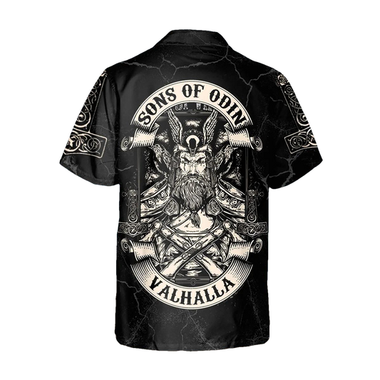 Son Of Odin Till Valhalla Viking Custom Hawaiian Shirt, Hawaiian Button Up Shirt, Aloha Shirts Moonbestprint