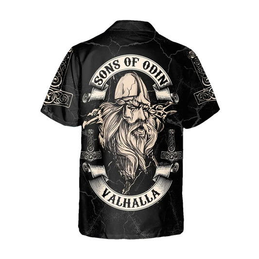 Son Of Odin Valhalla Viking Custom Hawaiian Shirt, Hawaiian Button Up Shirt, Aloha Shirts Moonbestprint