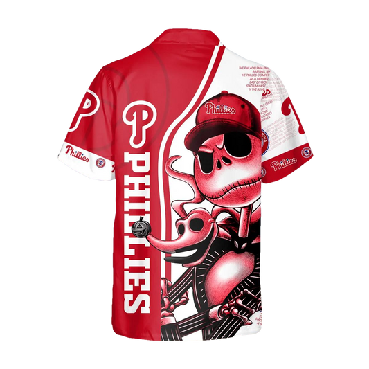 Jack Skeleton Philadelphia Phillies Hawaiian Shirt, Phillies Hawaiian Shirt, MLB Hawaiian Shirt Moonbestprint