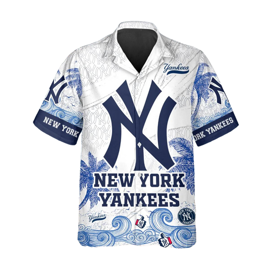 Custom New York Yankees Hawaiian Shirt, NY Yankees Hawaiian Shirt, MLB Hawaiian Shirt Moonbestprint