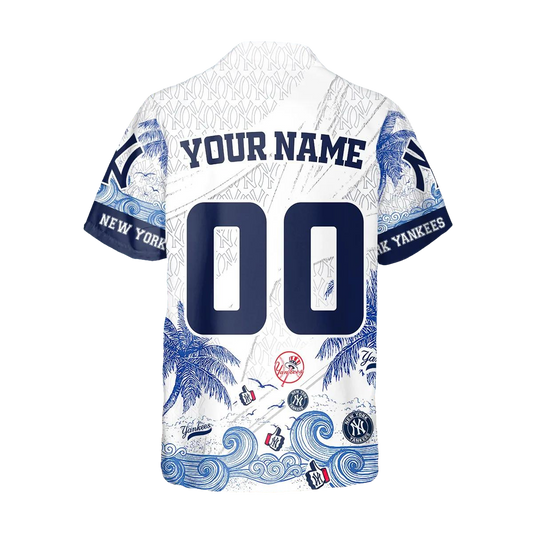 Custom New York Yankees Hawaiian Shirt, NY Yankees Hawaiian Shirt, MLB Hawaiian Shirt Moonbestprint