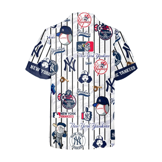 Pattern Logo NY Yankees Hawaiian Shirt, New York Yankees Hawaiian Shirt, MLB Hawaiian Shirt Moonbestprint