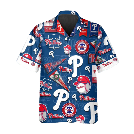 Pattern Logo New Philadelphia Phillies Hawaiian Shirt, MLB Hawaiian Shirt Moonbestprint