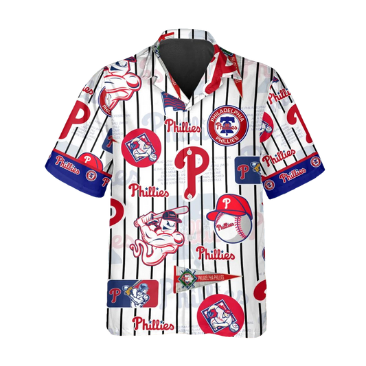 Pattern Logo Phillies Hawaiian Shirt, Philadelphia Phillies Hawaiian Shirt, MLB Hawaiian Shirt Moonbestprint