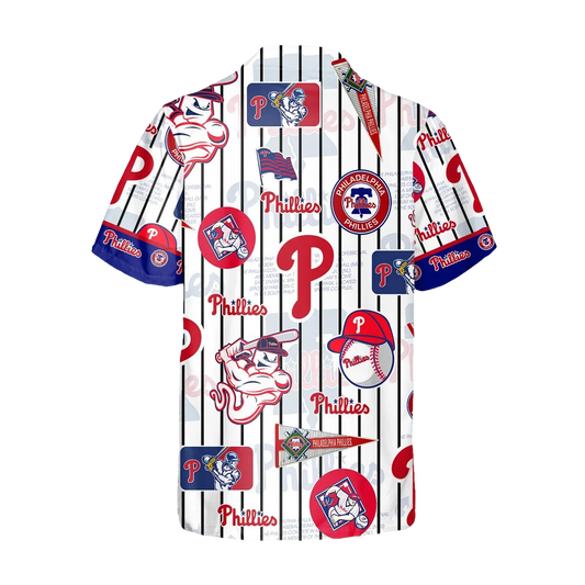 Pattern Logo Phillies Hawaiian Shirt, Philadelphia Phillies Hawaiian Shirt, MLB Hawaiian Shirt Moonbestprint