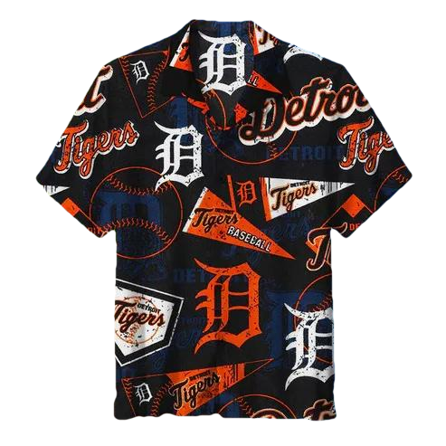 MLB Detroit Tigers Hawaiian Shirt, Hawaiian Button Up Shirt, Aloha Shirts Moonbestprint