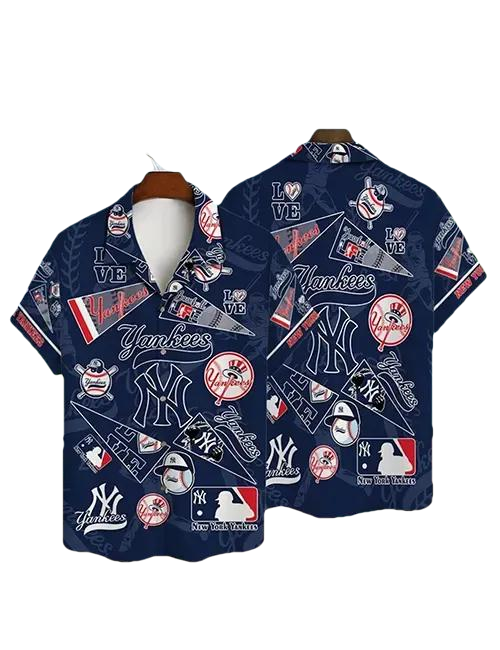 Pattern MLB New York Yankees Hawaiian Shirt, MLB Mens Tropical Shirts Moonbestprint