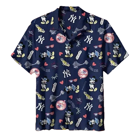 Pattern NY Yankees Hawaiian Shirt, MLB Hawaiian Shirt, Hawaiian Button Up Shirt Moonbestprint