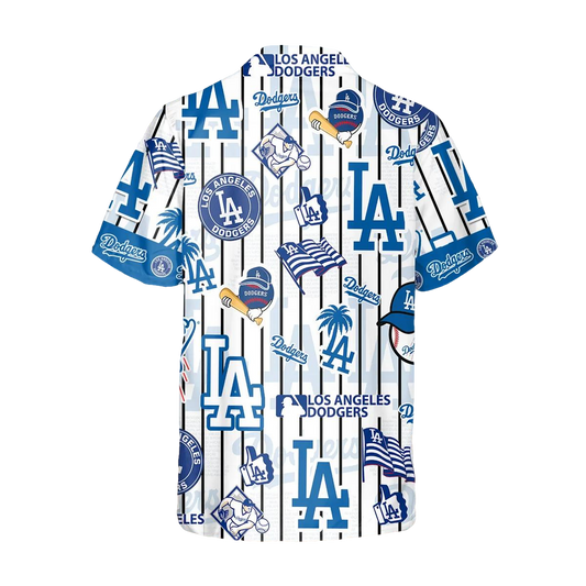 Pattern Logo Los Angeles Dodgers Hawaiian Shirt, Dodgers Aloha Shirt, MLB Hawaiian Shirt Moonbestprint