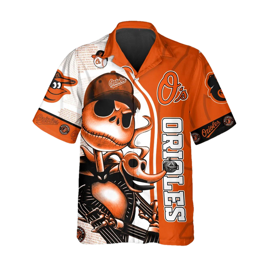Jack Skeleton Baltimore Orioles Hawaiian Shirt, Baltimore Orioles Aloha Shirt, MLB Hawaiian Shirt Moonbestprint