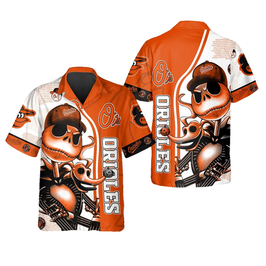 Jack Skeleton Baltimore Orioles Hawaiian Shirt, Baltimore Orioles Aloha Shirt, MLB Hawaiian Shirt Moonbestprint