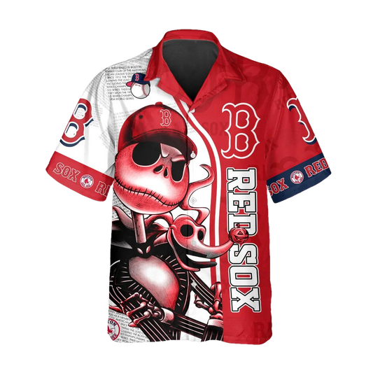 Jack Skeleton Boston Red Sox Hawaiian Shirt, Red Sox Aloha Shirt, MLB Hawaiian Shirt Moonbestprint