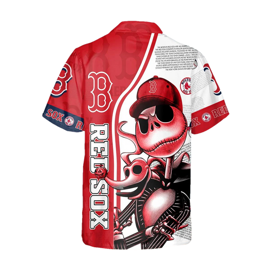 Jack Skeleton Boston Red Sox Hawaiian Shirt, Red Sox Aloha Shirt, MLB Hawaiian Shirt Moonbestprint