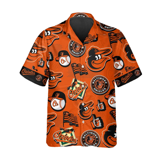 Pattern Logo Baltimore Orioles Hawaiian Shirt, MLB Hawaiian Shirt Moonbestprint