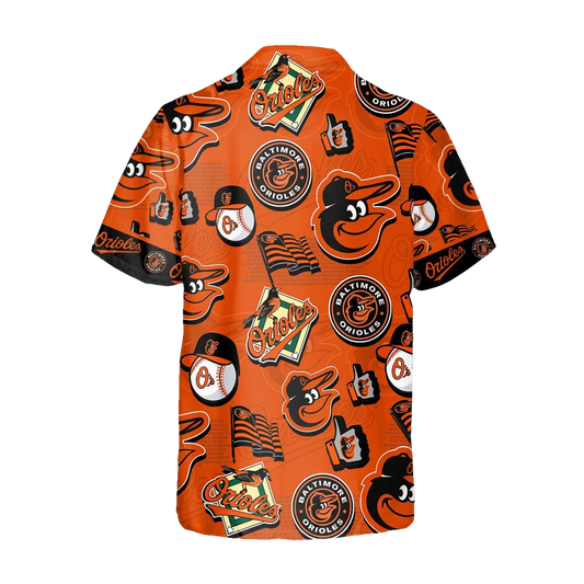 Pattern Logo Baltimore Orioles Hawaiian Shirt, MLB Hawaiian Shirt Moonbestprint