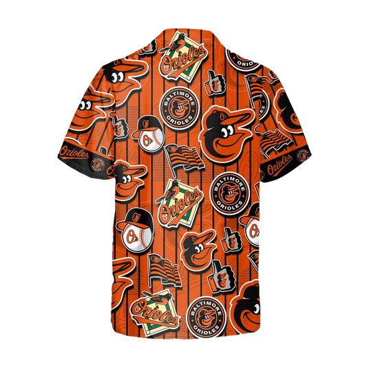 Pattern Logo Baltimore Orioles Hawaiian Shirt, Baltimore Orioles Aloha Shirt, MLB Hawaiian Shirt Moonbestprint