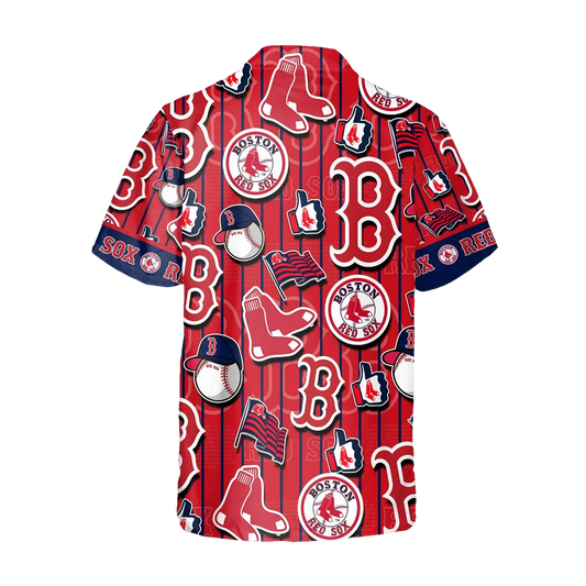 Pattern Logo Boston Red Sox Hawaiian Shirt, Boston Red Sox Aloha Shirt, MLB Hawaiian Shirt Moonbestprint