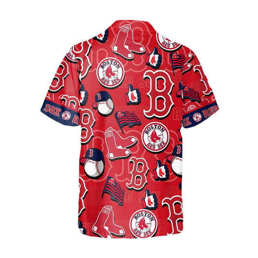 Pattern Logo Boston Red Sox Hawaiian Shirt, MLB Hawaiian Shirt Moonbestprint