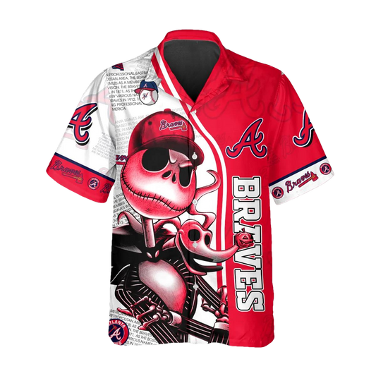 Jack Skeleton Atlanta Braves Hawaiian Shirt, Atlanta Braves Aloha Shirt, MLB Hawaiian Shirt Moonbestprint