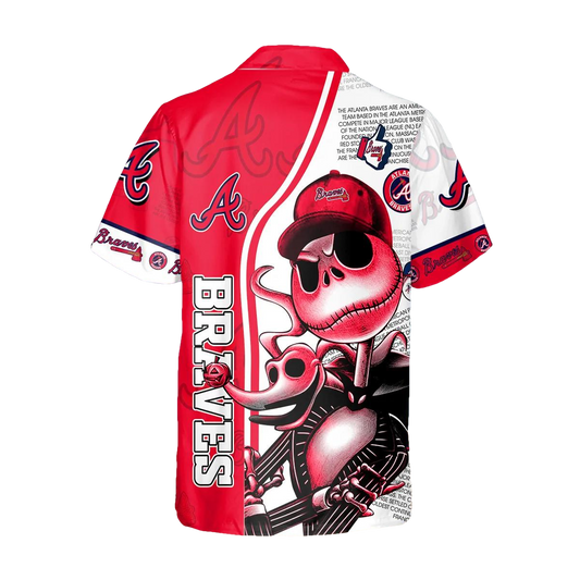 Jack Skeleton Atlanta Braves Hawaiian Shirt, Atlanta Braves Aloha Shirt, MLB Hawaiian Shirt Moonbestprint