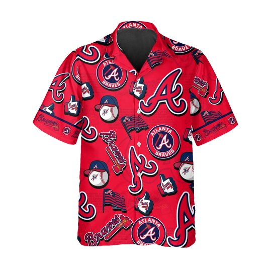 Pattern Logo Atlanta Braves Hawaiian Shirt, MLB Hawaiian Shirt Moonbestprint
