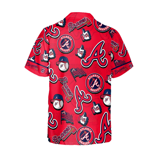 Pattern Logo Atlanta Braves Hawaiian Shirt, MLB Hawaiian Shirt Moonbestprint