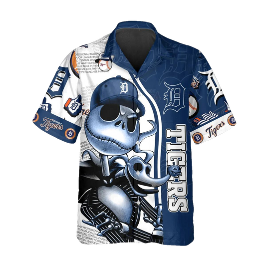 Jack Skeleton Detroit Tigers Hawaiian Shirt, Detroit Tigers Aloha Shirt, MLB Hawaiian Shirt Moonbestprint