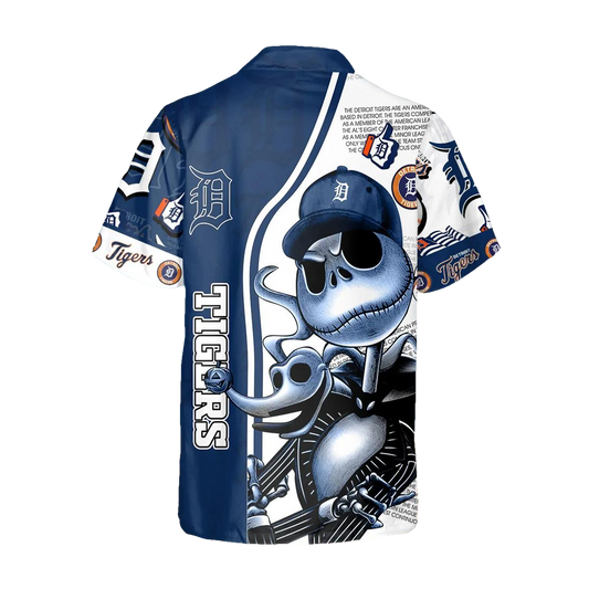 Jack Skeleton Detroit Tigers Hawaiian Shirt, Detroit Tigers Aloha Shirt, MLB Hawaiian Shirt Moonbestprint
