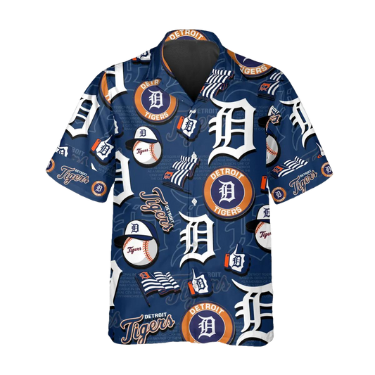 Pattern Logo Detroit Tigers Hawaiian Shirt, MLB Hawaiian Shirt Moonbestprint
