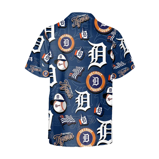 Pattern Logo Detroit Tigers Hawaiian Shirt, MLB Hawaiian Shirt Moonbestprint