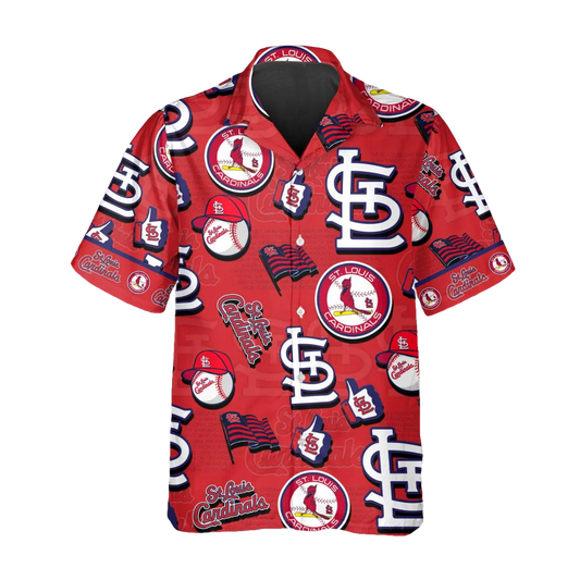 Pattern Logo St. Louis Cardinals Hawaiian Shirt, MLB Hawaiian Shirt Moonbestprint