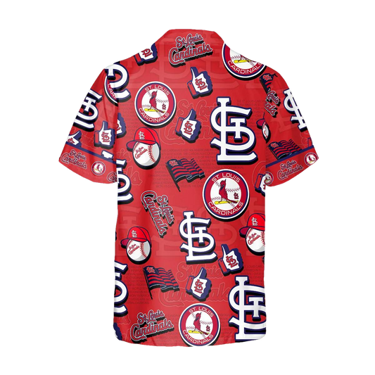 Pattern Logo St. Louis Cardinals Hawaiian Shirt, MLB Hawaiian Shirt Moonbestprint
