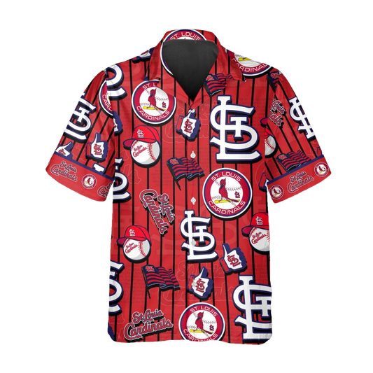 Pattern Logo St. Louis Cardinals Hawaiian Shirt, St. Louis Cardinals Aloha Shirt, MLB Hawaiian Shirt Moonbestprint