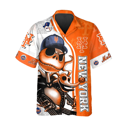 Jack Skeleton New York Mets Hawaiian Shirt, New York Mets Aloha Shirt, MLB Hawaiian Shirt Moonbestprint