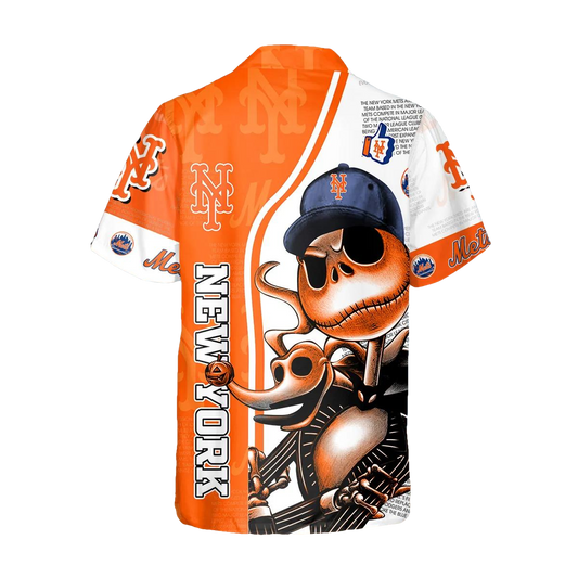 Jack Skeleton New York Mets Hawaiian Shirt, New York Mets Aloha Shirt, MLB Hawaiian Shirt Moonbestprint