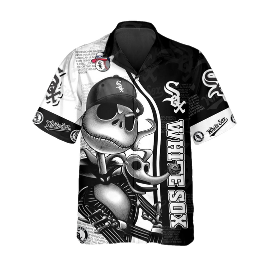Jack Skeleton White Sox Hawaiian Shirt, White Sox Aloha Shirt, MLB Hawaiian Shirt Moonbestprint