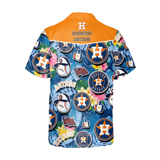 Pattern Logo Houston Astros Hawaiian Shirt, Houston Astros Aloha Shirt, MLB Hawaiian Shirt Moonbestprint