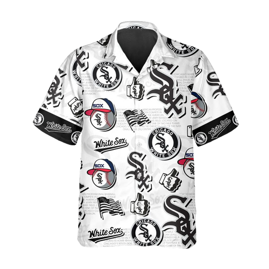 Pattern Logo White Sox Hawaiian Shirt, MLB Hawaiian Shirt Moonbestprint