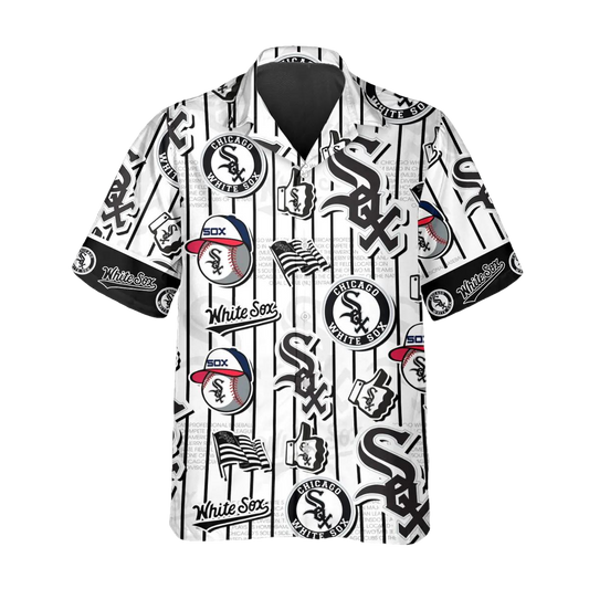 Pattern Logo White Sox Hawaiian Shirt, White Sox Aloha Shirt, MLB Hawaiian Shirt Moonbestprint