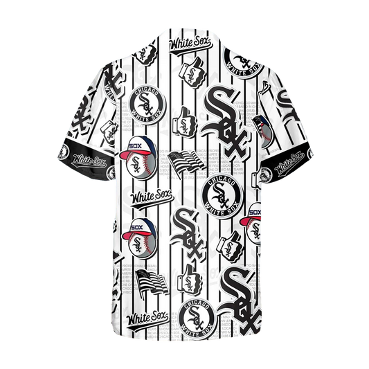 Pattern Logo White Sox Hawaiian Shirt, White Sox Aloha Shirt, MLB Hawaiian Shirt Moonbestprint