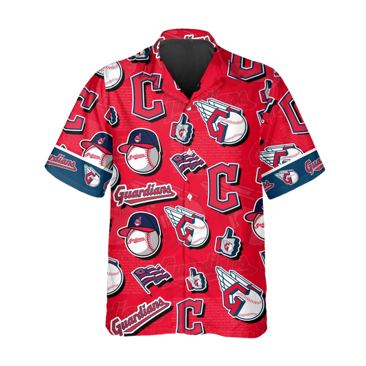 Pattern Cleveland Guardians Hawaiian Shirt, Cleveland Guardians Aloha Shirt Moonbestprint