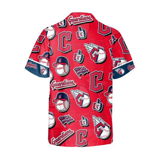 Pattern Cleveland Guardians Hawaiian Shirt, Cleveland Guardians Aloha Shirt Moonbestprint