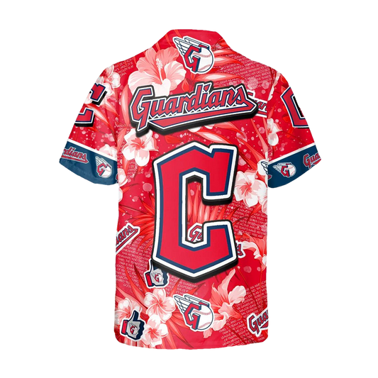 Pattern Logo Cleveland Guardians Hawaiian Shirt, Cleveland Guardians Aloha Shirt, MLB Hawaiian Shirt Moonbestprint