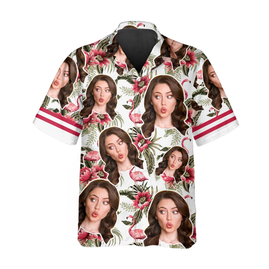 Flamingo Personalized Hawaiian Shirt, Custom Hawaiian Shirts With Face Moonbestprint